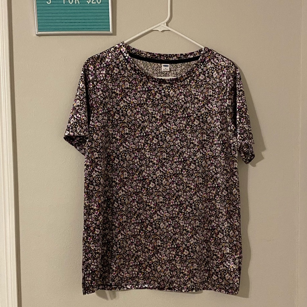 3/$20 short sleeve floral velvet top